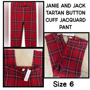 JANIE AND JACK TARTAN BUTTON CUFF JACQUARD PANT